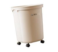 MCMUZKZS Poubelle avec Roues Corbeille à Déchets 30L Récipient à Ordures Mobile Crochets Latéraux Conception Solide En PP Adaptée pour Maison Bureau Chambre Cu, Blanc