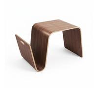 MCMUZKZS Table Basse Designer Nordique d'Appoint Courbée Table de Chevet avec Rangement Magazines Bois Massif Sculptural Adaptée au Salon Chambre Balcon, Couleur Bois De Noyer