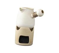 MCMUZKZS Théière avec Poignée Ergonomique Bouilloire En Céramique pour Feuilles de Thé Équipée D'Un Infuseur et D'Un Support Chauffe-thé Adaptée à Un Usage, 1000ml Blanc