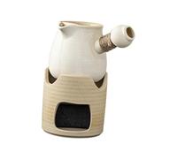MCMUZKZS Théière avec Poignée Ergonomique Bouilloire En Céramique pour Feuilles de Thé Équipée D'Un Infuseur et D'Un Support Chauffe-thé Adaptée à Un Usage, 480 ml Blanc