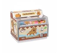 MCMUZKZS Vitrine Miniature Présentoir Jouet, Congélateur Horizontal Capybara avec 30 Jouets Alimentaires, Glaçons Et Pelle À Glace Version Lumineuse