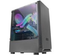 MCN2, Boîtier PC Gaming ATX, Fenêtre Latérale Complète, Grille Avant, Conception Double Chambre, Ventilateur Arrière 12cm, Noir