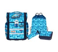 McNeill Sac d'école bleu turquoise pour fille et garçon - Ergo Mac Set 4 pièces Race 117501