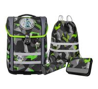 McNeill Sac d'école gris foncé gris pour fille et garçon - Ergo Perfecto Schoolbag Set 5 pièces Techno 249707