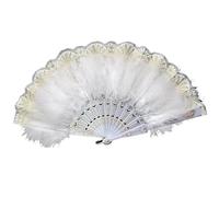 Mcnhbdgg 1 PCS Éventail Pliant Vintage Blanc Foncé et Éventail en Plumes de Jade Décoration de Fête Portative pour la Décoration de Danse de Mariage de Fête