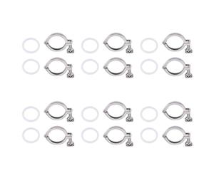 Mcnhbdgg 12 PièCes SéRies Tri-Clamp en Acier une une Seule Broche une Triple Serrage Robuste avec Écrou une Oreilles pour Virole TC avec Joint en Silicone 2 Pouces