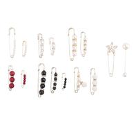Mcnhbdgg 15 PièCes SéRies Pinces à Chandail éPingles de SûReté Robustes Faux Blanc Perle Broche Broche Robe Pince Chapeau Châle éPingle Strass éMail Broches