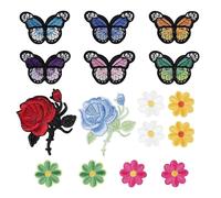Mcnhbdgg 16 PièCes Fleurs Papillon Fer sur Patchs Broderie Appliques Patchs pour Arts Artisanat Bricolage DéCor, VêTements,