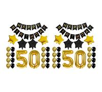 Mcnhbdgg 2X Anniversaire Ballon Numéro de Bannière "50" Ballons Feuille et Ballons Party Supplies