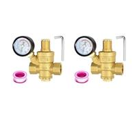 Mcnhbdgg 2X Régulateur de Pression D'Eau 1/2 Pouces avec Jauge, Dureté en Laiton, Réducteur de Pression D'Eau Réglable Eau