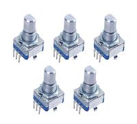 Mcnhbdgg 5X Port D'Arbre 20 Points Detents Encodeur et Rotatif A 360° avec Bouton Poussoir Bleu+Argent