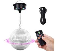 Mcnhbdgg Boule Disco de 6 Pouces en Rotation avec Moteur, 6-12 Tr/Min Ajustement de Vitesse - Lumière Disco pour Bande DJ, Mariages, Fête D'Anniversaire, Noël