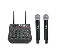 Mcnhbdgg Console de Mixage DJ 4 Canaux avec Double Microphone Sans, Bluetooth, Contrôle Audio Bidirectionnel pour, le Karaoké, la Scène,
