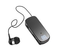 Mcnhbdgg K65 Tie-Clip Rétractable Filaire Bluetooth Casque Intra-Auriculaire Affichage Numérique Longue Durée Business Mono-Oreille Casque Étoile Noir