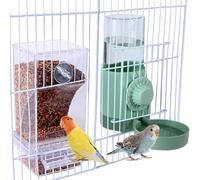 Mcnhbdgg Pas de Mangeur D'Oiseau à Oiseaux Mess Feeder à Cage avec Un Support Multi-Fonctionnel Perche pour Cage, Pochettes à Poteaux Canary Canary
