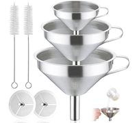 McNory Entonnoir en Acier Inoxydable,3 Pcs Entonnoir Inox,Entonnoir de Cuisine en Acier Inoxydable avec Filtre Amovible et Poignée,Entonnoir Métallique pour le transfert de liquide(13/11/5.6 cm)