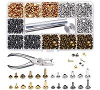 McNory Rivets en Cuir 480 Ensemble 3 Tailles Double Rivet Goujons Tubulaires en Métal avec 3 Pièces Outil de Fixation et Punch Pince pour Artisanat en Cuir DIY Rivets de Remplacement 3 Couleurs