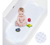 McNory Tapis de Bain de Baignoire Antidérapant avec Les Ventouses Puissantes, Baignoire Mat,Sécurité Anti Glisse,Résistant à la Moisissure Lavable en Machine 101x 40.5cm -Transparent
