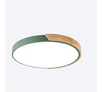 MCNUSS Plafonnier LED En Bois Moderne À Encastrer, 12 Pouces 2400LM 6500K, Luminaires De Lampe En Bois Rond Ultra Mince Pour Cuisine Salle De Bain Salon Chambre Couloir,Vert,Warm light