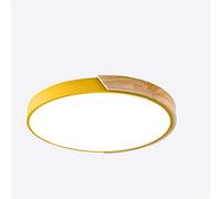 MCNUSS Plafonnier LED En Bois Moderne À Encastrer, 12 Pouces 2400LM 6500K, Luminaires De Lampe En Bois Rond Ultra Mince Pour Cuisine Salle De Bain Salon Chambre Couloir,Jaune,Tricolor light