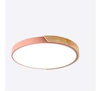 MCNUSS Plafonnier LED En Bois Moderne À Encastrer, 12 Pouces 2400LM 6500K, Luminaires De Lampe En Bois Rond Ultra Mince Pour Cuisine Salle De Bain Salon Chambre Couloir,Rose,Warm light