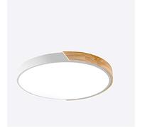 MCNUSS Plafonnier LED En Bois Moderne À Encastrer, 12 Pouces 2400LM 6500K, Luminaires De Lampe En Bois Rond Ultra Mince Pour Cuisine Salle De Bain Salon Chambre Couloir,Blanc,Tricolor light