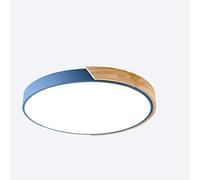 MCNUSS Plafonnier LED En Bois Moderne À Encastrer, 12 Pouces 2400LM 6500K, Luminaires De Lampe En Bois Rond Ultra Mince Pour Cuisine Salle De Bain Salon Chambre Couloir,Bleu,Tricolor light