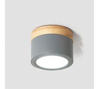 MCNUSS Plafonnier LED, Plafonniers Led Modernes Ronds En Bois Intérieur Ø10cm Pour Salon Cuisine Salle À Manger Couloir Bureau,Gris