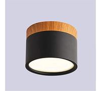 MCNUSS Plafonnier LED, Plafonniers Led Modernes Ronds En Bois Intérieur Ø10cm Pour Salon Cuisine Salle À Manger Couloir Bureau,Noir