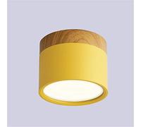MCNUSS Plafonnier LED, Plafonniers Led Modernes Ronds En Bois Intérieur Ø10cm Pour Salon Cuisine Salle À Manger Couloir Bureau,Jaune