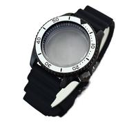 MCNVNEFSAW Boîtier de montre noir 42,5 mm, verre saphir for double arc for NH34, NH35, NH36, NH38, NH70, for anneau chapitre et bracelet en caoutchouc boîtier de montre(Black chapter ring 3)