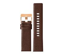 MCNVNEFSAW Bracelet de montre en cuir for Diesel DZ7256 DZ4344 DZ1657 DZ12, grain litchi, 22, 24, 26, 27, 28, 30, 32, 34 mm bracelet de montre(Brown rose gold,26mm)