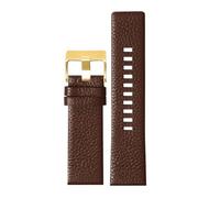 MCNVNEFSAW Bracelet de montre en cuir for Diesel DZ7256 DZ4344 DZ1657 DZ12, grain litchi, 22, 24, 26, 27, 28, 30, 32, 34 mm bracelet de montre(Brown Gold,24mm)