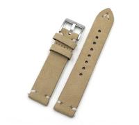 MCNVNEFSAW Bracelet de montre en cuir suédé 18 mm, 20 mm, 22 mm, 24 mm, marron, gris, vintage, coutures faites for la main, remplacement for chaque montre bracelet de montre(Beige,24mm)