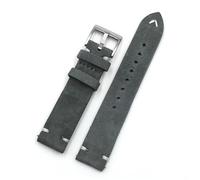 MCNVNEFSAW Bracelet de montre en cuir suédé 18 mm, 20 mm, 22 mm, 24 mm, marron, gris, vintage, coutures faites for la main, remplacement for chaque montre bracelet de montre(Gray,22mm)