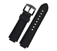 MCNVNEFSAW Bracelet de montre en silicone for Casio EDIFICE série 5634 EFS-S570YD/YDC/YDB, bracelet convexe modifié, bandes caoutchouc noir bracelet de montre(Black black clasp)