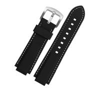 MCNVNEFSAW Bracelet de montre en silicone for Casio EDIFICE série 5634 EFS-S570YD/YDC/YDB, bracelet convexe modifié, bandes caoutchouc noir bracelet de montre(Black white silver)
