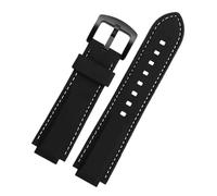 MCNVNEFSAW Bracelet de montre en silicone for Casio EDIFICE série 5634 EFS-S570YD/YDC/YDB, bracelet convexe modifié, bandes caoutchouc noir bracelet de montre(Black white black)
