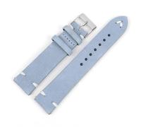 MCNVNEFSAW Bracelet de montre vintage en cuir suédé véritable, 18 mm, 20 mm, 22 mm, 24 mm, bleu, marron, coutures faites for la main, bracelet de rechange bracelet de montre(Army Blue,22mm)