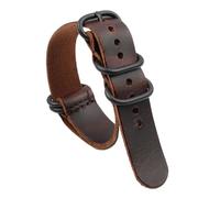 MCNVNEFSAW Bracelet de montre vintage en cuir véritable for homme, 18 mm, 20 mm, 22 mm, couleur café, effet craquelé, noir, cinq anneaux bracelet de montre(18mm)