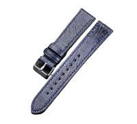 MCNVNEFSAW Bracelet en cuir de pied d'autruche fait main 18 mm, 19 mm, 20 mm, 21 mm, 22 mm, accessoires de montre for homme personnalisés bracelet de montre(Blue silver,19mm)
