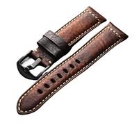 MCNVNEFSAW Bracelet en cuir de vachette, 20, 22, 24, 26 mm, fait main, style vintage, souple, for homme, compatible for PAM111 441 bracelet de montre(Brack buckle,26mm)