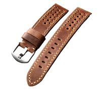 MCNVNEFSAW Bracelet en cuir de vachette fait main, respirant, 20 mm, 22 mm, 24 mm, 26 mm, style rétro, épais, adapté for montres for hommes bracelet de montre(Silver Brack,20mm)