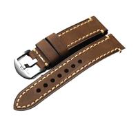 MCNVNEFSAW Bracelet en cuir de vachette souple brossé marron noir vintage 18 mm, 20 mm, 21 mm, 22 mm, 23 mm, 24 mm, 26 mm bracelet de montre(Brown sliver buckle,26mm)