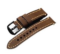 MCNVNEFSAW Bracelet en cuir de vachette souple brossé marron noir vintage 18 mm, 20 mm, 21 mm, 22 mm, 23 mm, 24 mm, 26 mm bracelet de montre(Black buckle3,26mm)