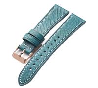 MCNVNEFSAW Bracelet en cuir de vachette véritable fait main, 18, 19, 20, 21, 22 mm, for dégagement rapide, style vintage, for homme bracelet de montre(Blue Rose Gold,21mm)