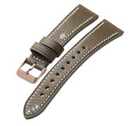 MCNVNEFSAW Bracelet en cuir de vachette véritable fait main, 18, 19, 20, 21, 22 mm, for dégagement rapide, style vintage, for homme bracelet de montre(Green Rose Gold,19mm)