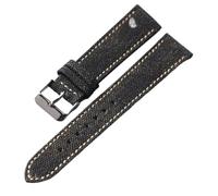 MCNVNEFSAW Bracelet en cuir laminé fait main, 18, 19, 20, 21 et 22 mm, ultra fin, style vintage, for homme bracelet de montre(Brack Silver Buckle,22mm)