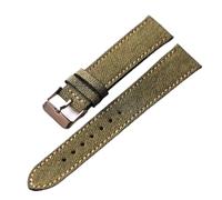 MCNVNEFSAW Bracelet en cuir laminé fait main, 18, 19, 20, 21 et 22 mm, ultra fin, style vintage, for homme bracelet de montre(Green rose gold,22mm)