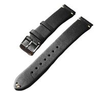 MCNVNEFSAW Bracelet en cuir véritable fait main, 18, 19, 20, 21, 22 mm, cuir de vachette souple brossé marron noir, bracelet vintage ultra fin for homme bracelet de montre(A Silver Buckle,20mm)
